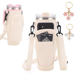 UZNIYTR Cup Bag with Adjustable Strap, Multifunctional Bottle Cage Carry Bag, Can Be Used for All Types of Activities, Suitable for Gifts for Colleagues, Friends and Families, beige