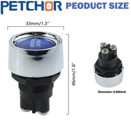 PETCHOR 12V 50A Car Starter Switches, Ignition Starter Off(ON) Momentary Switch, Light Switch Push Start Ignition Switch Compatible with Racing SPST(ON)-Off Momentary (Blue)