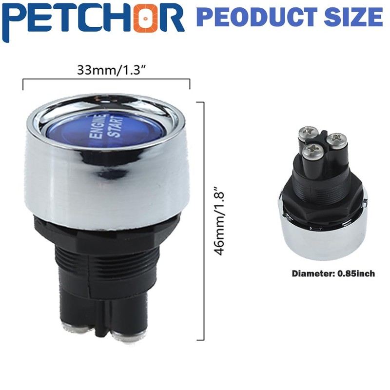 PETCHOR 12V 50A Car Starter Switches, Ignition Starter Off(ON) Momentary