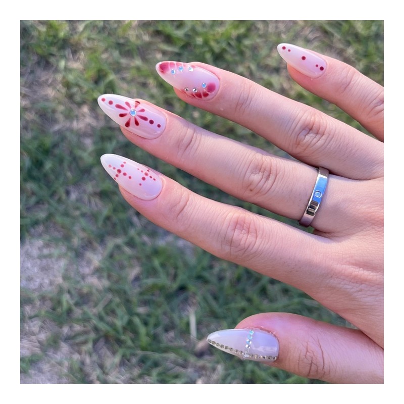 Ruby Hanabi Handmade Nail Tips - Long Nose Pin /
