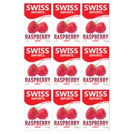 Swiss Imports Sugar Free Bonbons Hard Candy Drops, Raspberry, 1.4 oz/ 40g Box, 9 Pack