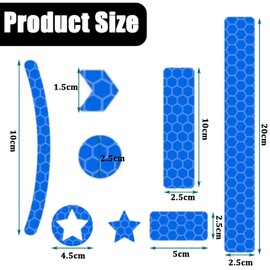 Tsathoggua Pack of 42 Bicycle Rims Stickers, Bicycle Reflector Sticker Set, Reflectors Bicycle Sticker with Various Shapes, Luminous Stickers for Bicycle, Motorcycles, Prams (Blue)