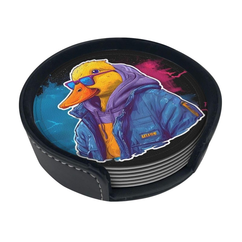 BOXIMIAO Drink Coasters with Holder Stand Set of 6, Cute