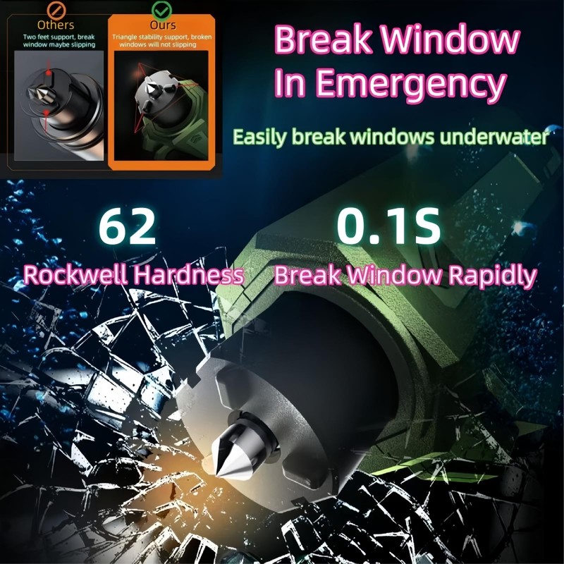 Window Breaker and Seatbelt Cutter Keychain,2 in 1 Car Safety