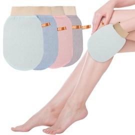 4 Stück Peelinghandschuh, 14 × 21 cm Wiederverwendbare Exfoliating Gloves für Gesicht und Körper, 4 Farben Peeling Handschuh für Sauna, Spa (Farbe 2)
