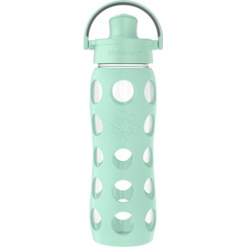 Lifefactory 22-Ounce Glass Water Bottle with Active Flip Cap and Protective Silicone Sleeve, Mint