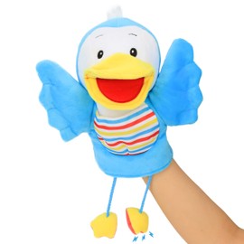 Hopearl Plush Bird Hand Puppet with Open Moving Mouth for Imaginative Play, Role Play, Interactive Toy for Storytelling, Teaching, Puppet Theatre, Gift for Children, Blue, 40.5 cm