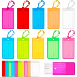100 Pcs Plastic Luggage Tags Assorted Name Identification Labels Set Flexible Suitcase Tags for Travel Cruise Baggage, 10 Colors