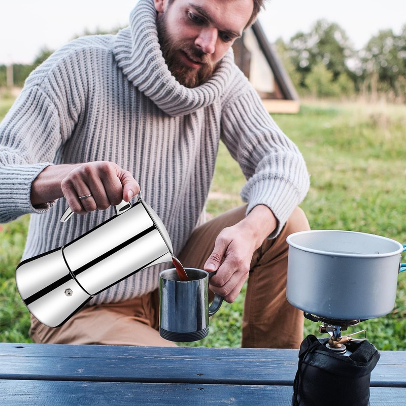 Vaolvpant No Coating 4 Cup Thickened 304 Stainless Steel Moka