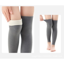 ITODA Knee Warmers Winter Leg Warmers Warm Lined Leg Warmers Women Men Knee Support Elastic Non-Slip Knee Pads Long Thin Knee Protector Thermal Windproof Knee Cuff for Dancing Yoga Sleeping, gray