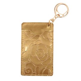 Pass Case, Women's, Cute, Commuter Card, IC Card, ID Card Holder, Card Case, Camellia, gold beige