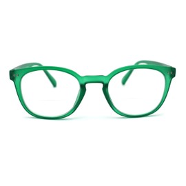 SA106 Unisex Round Keyhole Plastic Rim Bi-focal Reading Glasses +1.0 Matte Dark Green