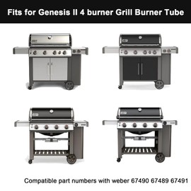 Grill Burner Tube for Weber Genesis II 4 Burner, Weber Genesis II S-435 Genesis II E-410 Genesis II S-435 Genesis II Se-410 Grill Parts, for Weber Genesis 2 Burner Tube 62010001 62016001, Weber 67490