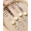 Retractable Teacher Bead Lanyard with ID Holder Natural Stone Beaded