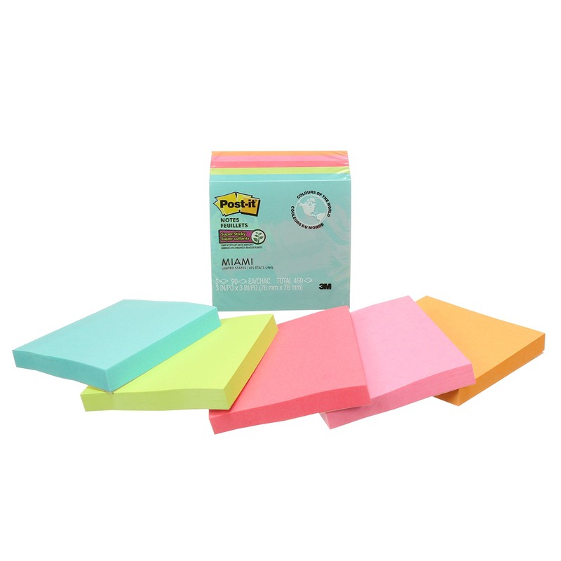 Post-it Notes Super Sticky Notes, 3" x 3", 5 Pads,