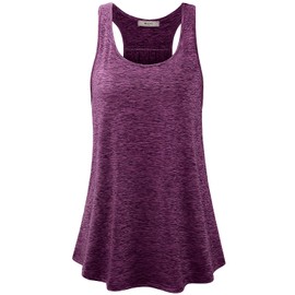 Miusey Plus Size Tank Tops,Ladies Yoga Racerback Shirts Comfy Sleeveless Outdoor Performance Light Weight Gym Exercise Wear Purple XXL