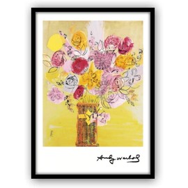 Andy Warhol Yellow Flowers Framed Poster aoipro (Black Frame)