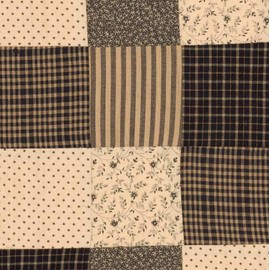 VHC Brands Kettle Grove Patchwork Blocks Pot Holder 8x8 Primitive Country Patchwork Kitchen Tabletop Design, Country Black and Creme