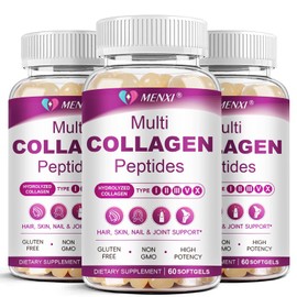 Multi Collagen Peptides Softgel for Women & Men - Type I, II, III, V, X - Hydrolyzed Collagen Peptides with Biotin, Vitamin C & Hyaluronic Acid - Support Skin Hair Nail & Joint - Non GMO, 180 Softgel