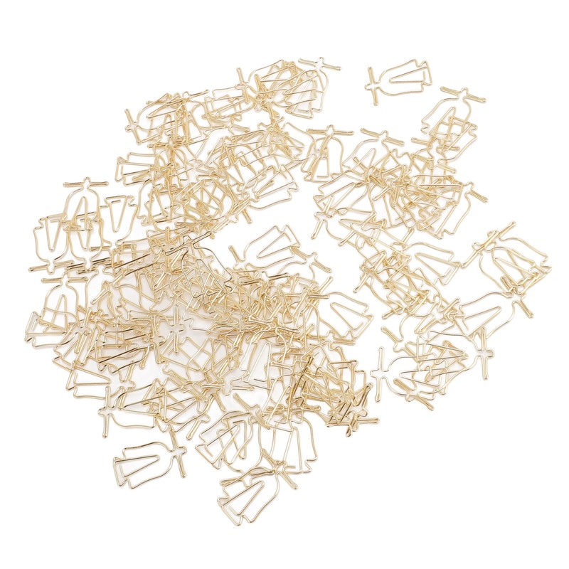 100Pcs Gold Paper Clips Cute Shape Stainless Steel Multifunction Metal