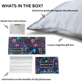 Mulberry Silk Pillow Case, Organic, 22 Momme, 50 x 75 cm, with Gift Box, Silver