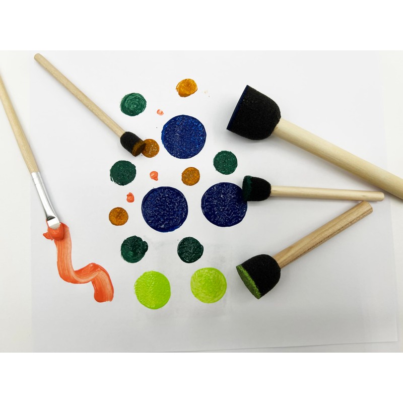 Fewanland Round Stencil Brush and Small Foam Brush Set with