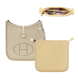 Purse Organizer Insert for Hermes Evelyne 33 GM, Mini Evelyne Bag Insert with Zipper,Nylon Inner Liner Organizer with Multi-pockets,Keep Bag Shape and Clean