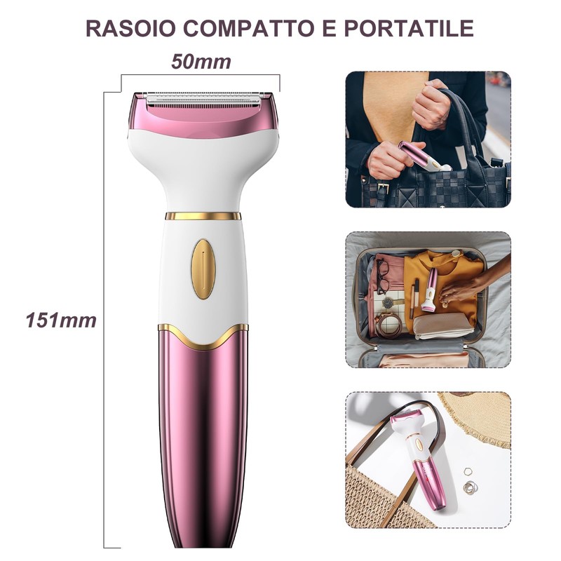 OHFAMO Rasoio Elettrico Donna 4 in 1, Rasoio Intimo e