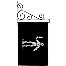 Bartholomew Roberts 2nd Garden Flag Set Wall Holder Coastal Pirate Ship Skull Treasure Map Carribean Jolly Blackbeard Jack Small Decorative Gift Yard House Banner Made In USA 13 X 18.5