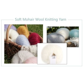 Fayelume Mohair Yarn, Soft Angora Yarn, Cashmere Yarns, 26 g Wool Yarns for Knitting Crocheting DIY (01 White)