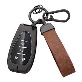 Qunzes Key Fob Cover with Heavy-duty Keychain for Chevy Camaro Cruze Malibu 2016-2021, Brown, Small