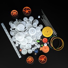 82PCS Plastic Gears Accessories Set for DC Motor DIY Model Toys RC Car Robot Gear Replacement Module 0.5 Gears Axle Tire Gear Belt Bushings Rack DIY Set