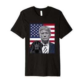 Funny Trump And Newfoundland Dog USA Flag Election 2024 Vote Premium T-Shirt