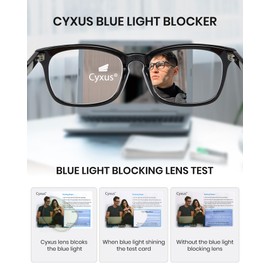 Cyxus 2 Pack Blue Light Glasses for Men Women Stylish Computer Glasses Reduce Eye Strain UV Protection for Screen（402B025 Black*2）