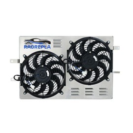 RADREPLA Aluminum Shroud Fan for 1997-2004 Ford Mustang GT SVT Cobra 4.6L 5.4L V8 Auto/Manual 2 X 12" Fans 1997 1998 1999 2000 2001 2002 2003 2004 97 98 99 00 01 02 03 04