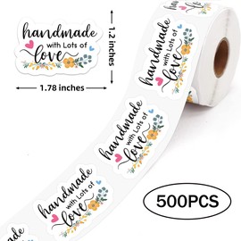 Calyders 500 PCS Cute Handmade with Lots of Love Thank You Stickers,Funny Small Business Envelopes Stickers for Business Packages Bags, Online Retailers Small Shop Mail Envelopes Stickers