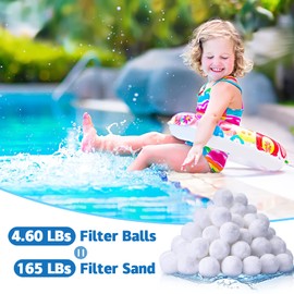 QwayHome Upgrade 4.6lbs Pool Filter Balls for Sand Filter, Filter Media Balls for Above Ground Pool Pump, Reusable Eco-Friendly Fiber Filters Ball for Swimming Pool (Equals 165 lbs Pool Filter Sand)
