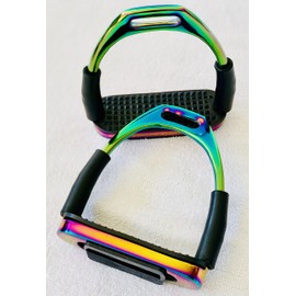 Generic Rainbow Gloss Safety Flexible Stirrups Bending Horse Riding S/Steel Stirrup (4.5"" Inch)