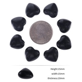 Amogeeli 10pcs Mini Healing Black Obsidian Stone Heart Love Carved Pocket Stone Set, Polished Stone Heart for Chakra Reiki Meditation Decoration