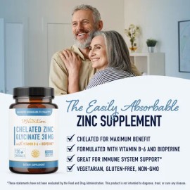 Zinc Glicinato 30 Mg Traacs, 120 Cpsulas, Bioperine Y B6 Na