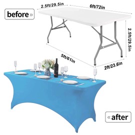 Newthinking 6ft Spandex Fitted Tablecover, Washable Rectangular Stretch Trestle Table Cloth for Banquet, Wedding Party Holiday Event