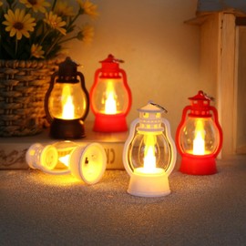 Retro Mini Lantern LED Candle Lamps, Vintage Decor, Portable PVC Lanterns for Weddings and Parties, Set of 24 with Eight Black, Eight White, Eight Red, Ideal LED Lighting