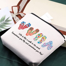 G2TUP Beach Makeup Bag Beach Trip Gifts Beach Survival Kit Bag Flip Flop Travel Toiletry Bag Gift (Beach Makeup Bag)