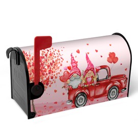 Dacawin Valentine Mailbox Covers Magnetic Large Size Valentines Day Mailbox Post Cover Gnome Red Heart Truck Mail Box Cover Happy Valentine's Day Mailbox Decor Waterproof Mailbox Wraps 25.5 X 21 Inch
