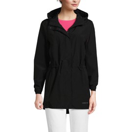 Lands' End Womens Packable Waterproof Raincoat Black Plus 2x