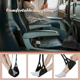 Airplane Foot Rest (Memory Foam), Perfect Airplane Footrest to Relax Your Feet | Foot Hammock for Airplane Travel Accessories, Desk Foot Hammock, Travel Foot Rest, Airplane Travel Essentials, Black