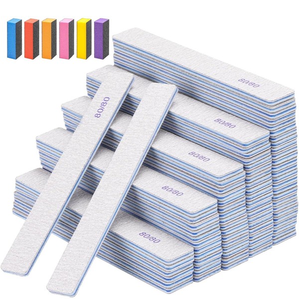56Pcs Nail Files Set, 80/80 Grit Nail Files Acrylic Nails