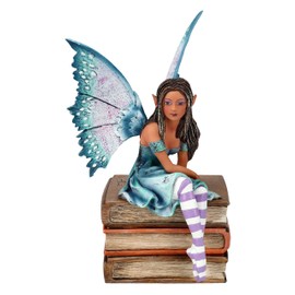 Pacific Giftware Figure Amy Brown 'Book Fairy' - Elf on Books, 18 cm, Fairy Statue Decoration Fantasy Angel