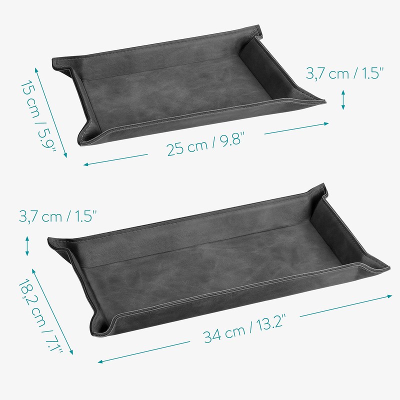 Navaris レザートレイ 2個セット 小物入れ トレー - ジュエリートレイ アクセサリー 鍵置き 卓上