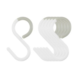 HARFINGTON 6pcs S Hooks 2.4" Plastic Hanging S Shaped Hooks Small S Hanger Closet Rod Hooks for Hanging Kitchen Utensils Cups Plants Jewelry Jeans Clothes Towels Tools, White